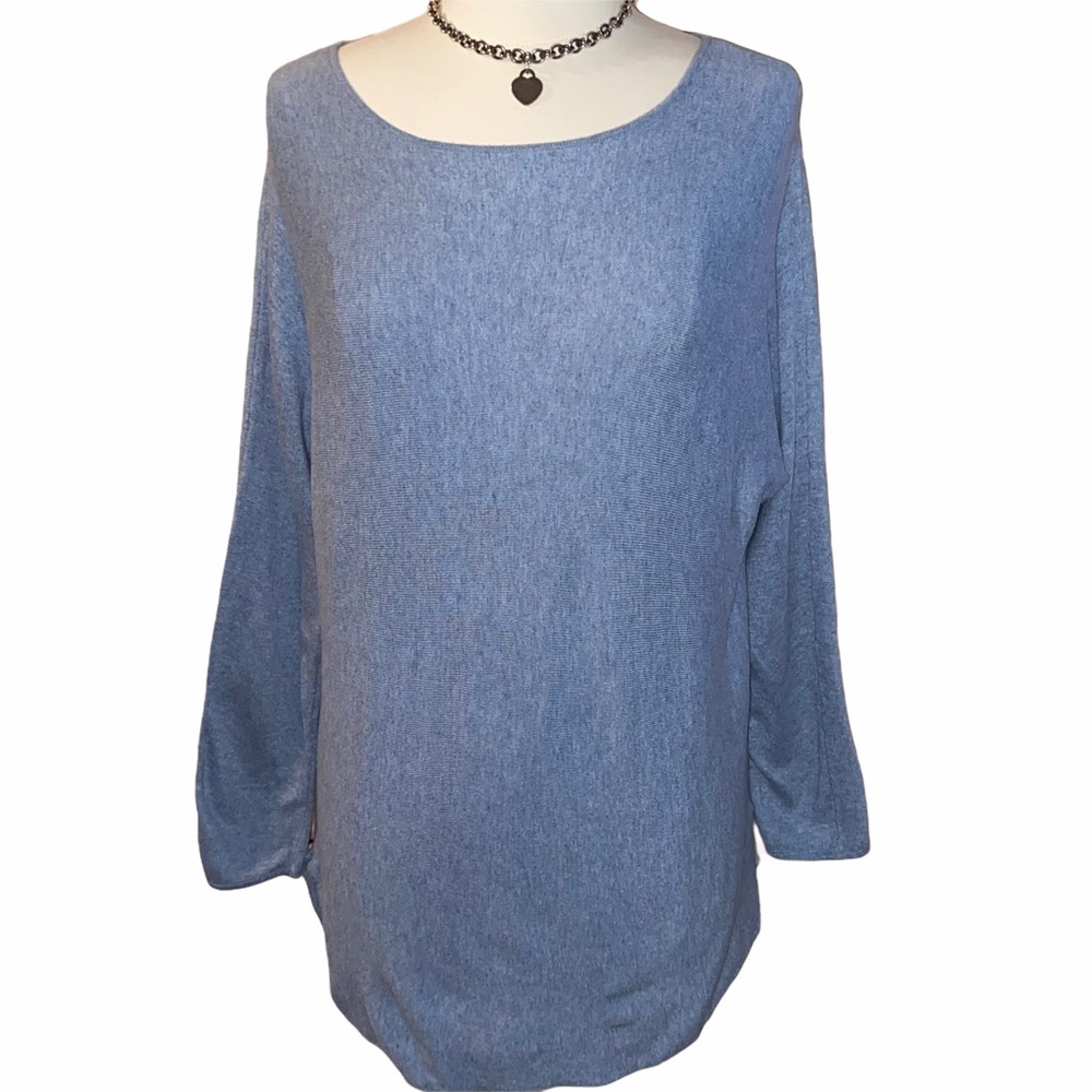 Michael Kors Light Blue Scoop Neck Women's Tunic Sweater